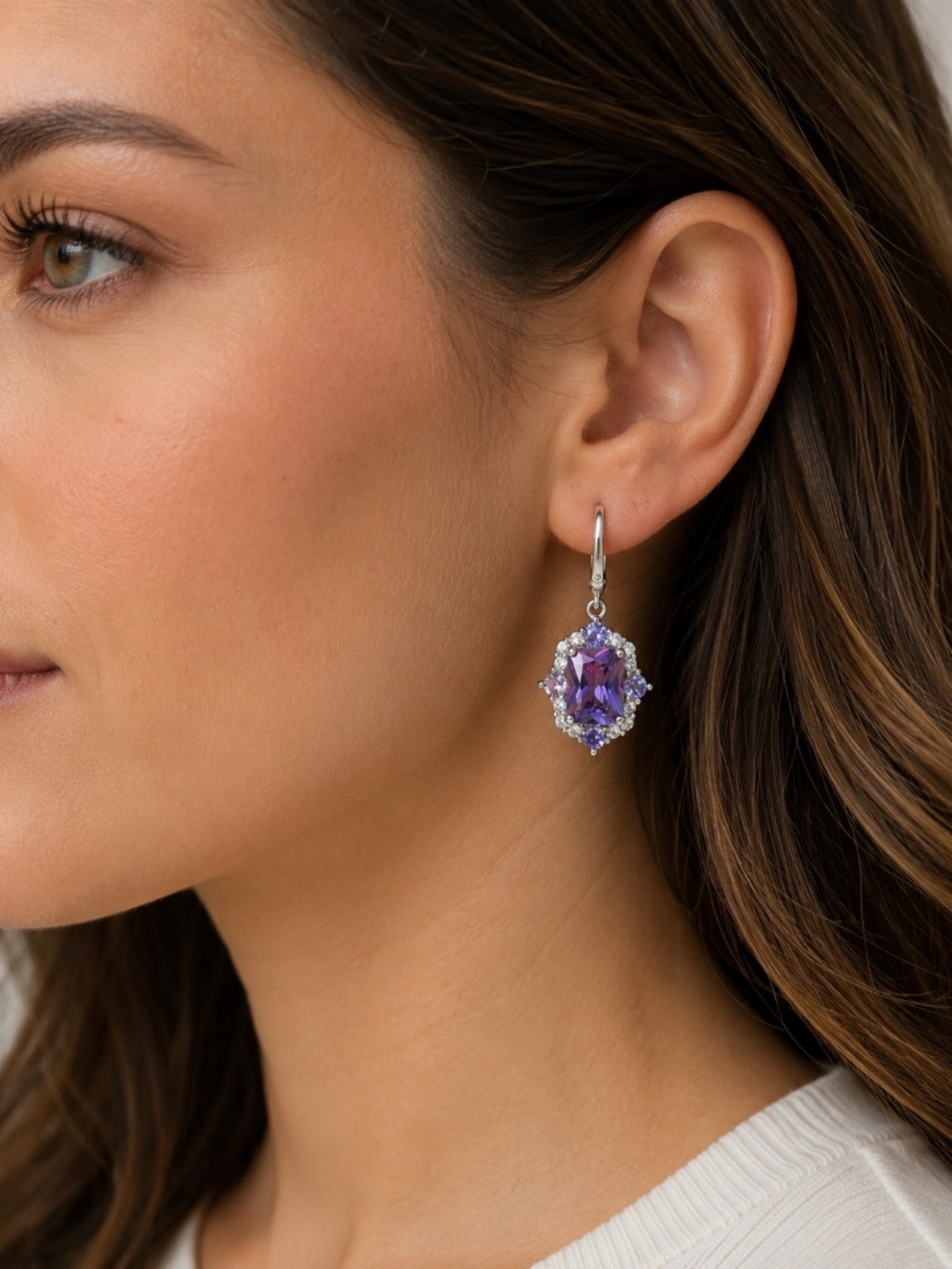 New Amethyst Earrings Sterling Silver - February Birthstone - 6th Anniversary